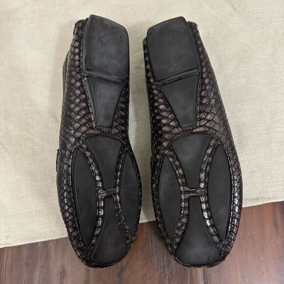 DONALD J. PLINER Vanda Croc Embossed Driving Moccasin Loafers in Brown - Picture 10 of 10